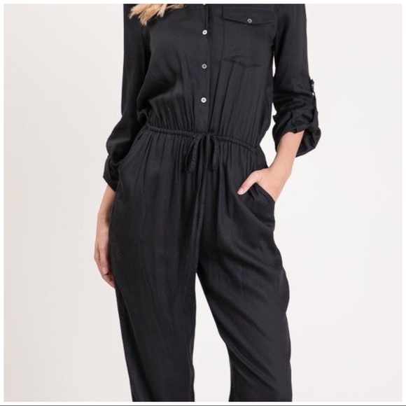 Sale SATIN BLOUSE TOP JUMPSUIT - Picture 7 of 7